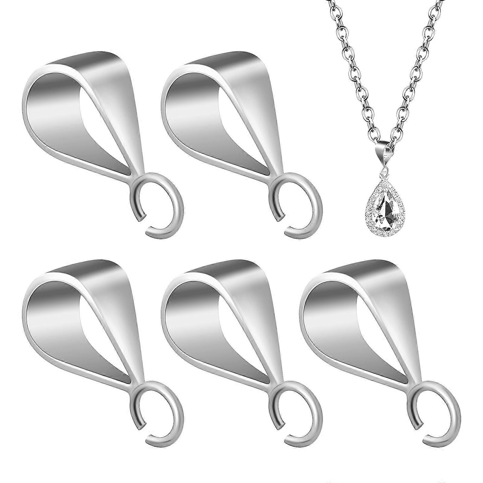 Silver Clasp 5Pcs Pendant Holder for Necklace Crafting