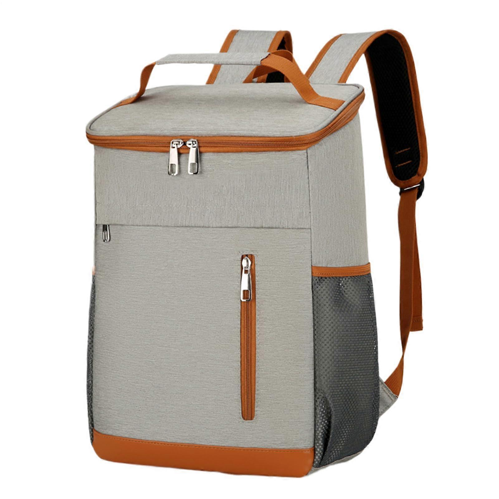 Grey Orange Cooler Bag Large Leakproof Thermal Backpack With MultiLayer Storage Insulated Lunch Backpack For Hiking