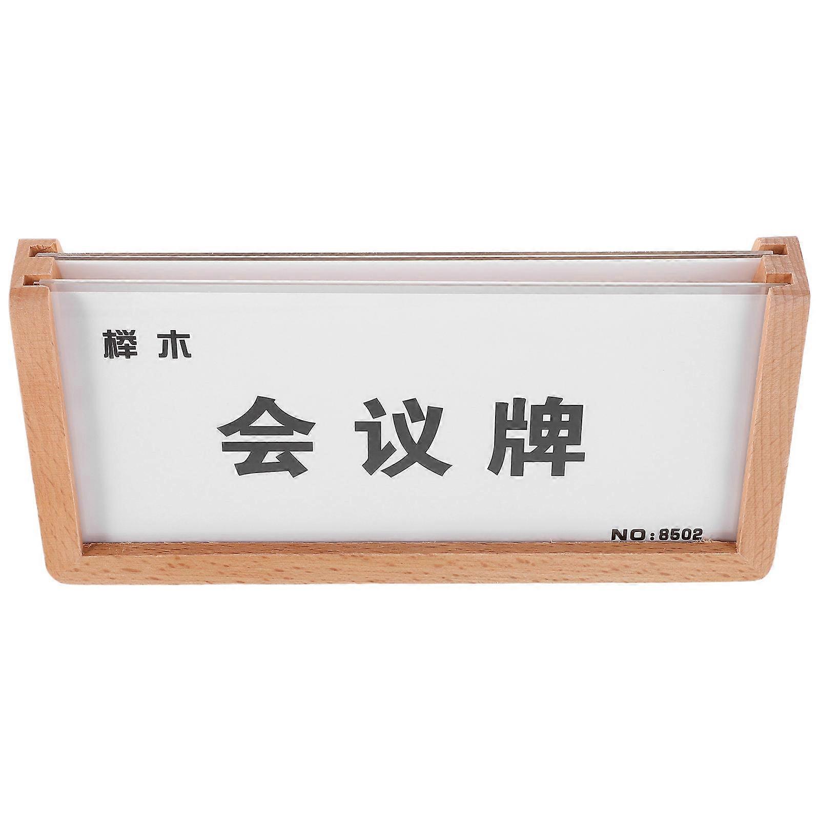 Acrylic Desk Sign Holder with Wood Base for Office Use 4Pcs Pack