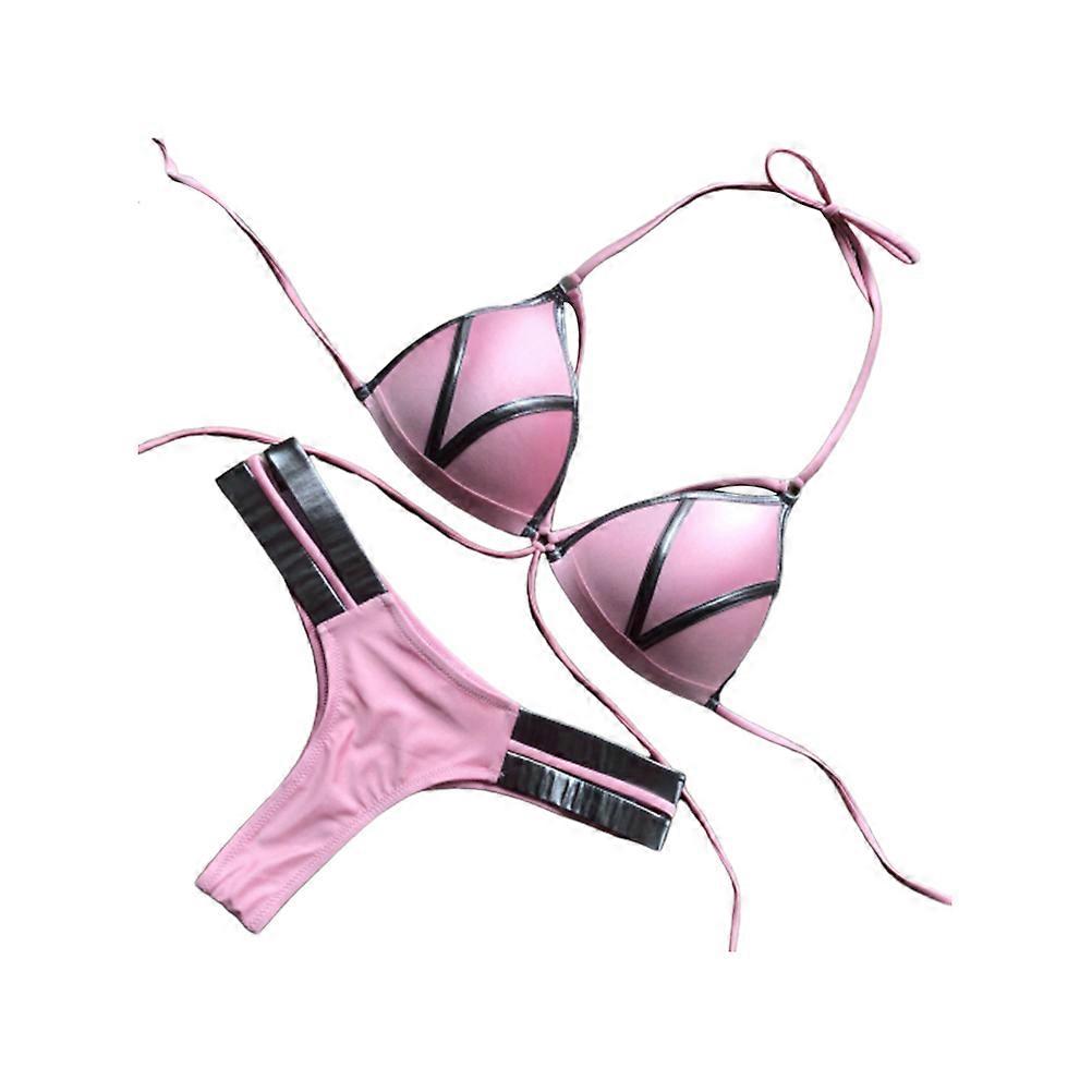 Pink Strapless Bikini Two-Pieces Swimsuits Set for Women Use 3Sets