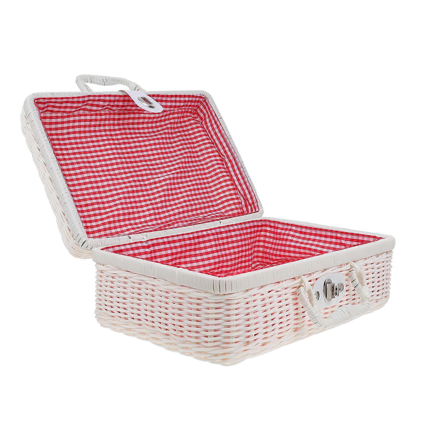 Imitation Rattan Suitcase for Storage 3Pcs Handwoven Storage Case Set