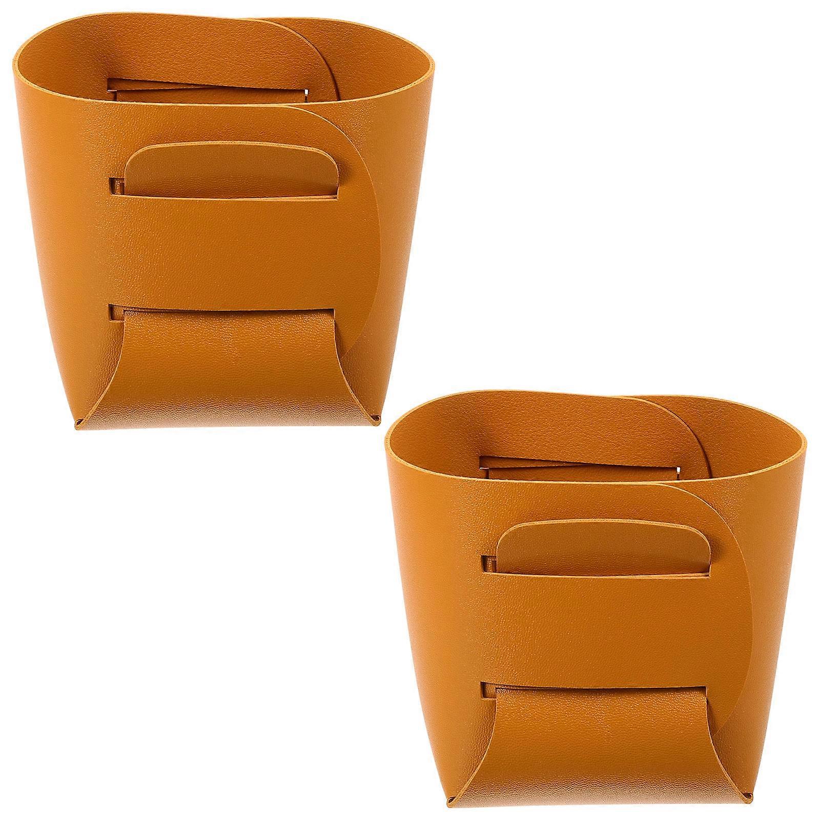 Multi-Purpose Orange PU Storage Baskets for Storage Use 4Pcs Boxes