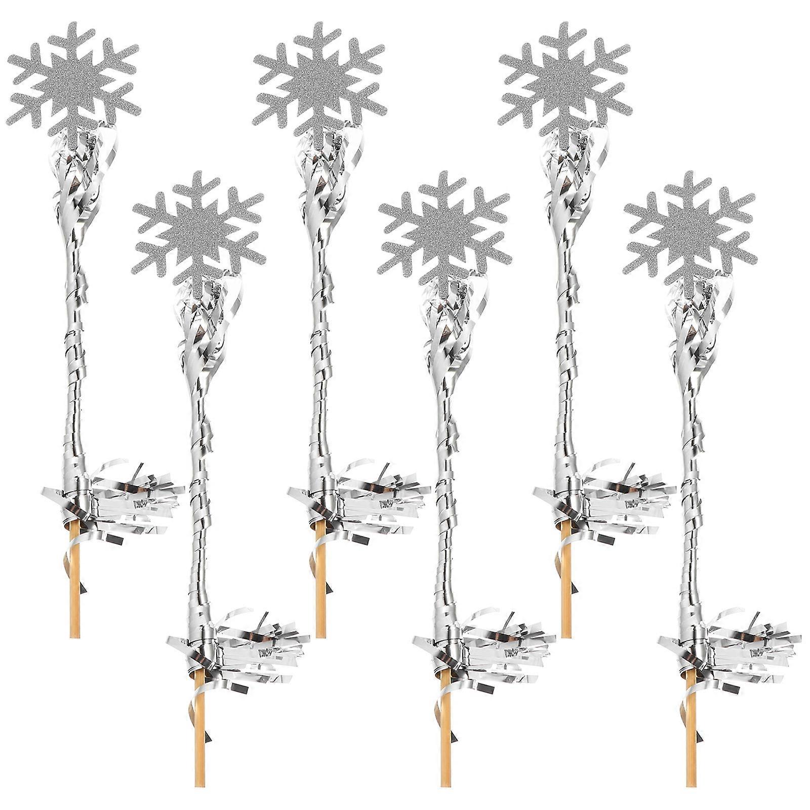 Silver Fairy Wands Snowflake Sticks for Performance 6Pcs