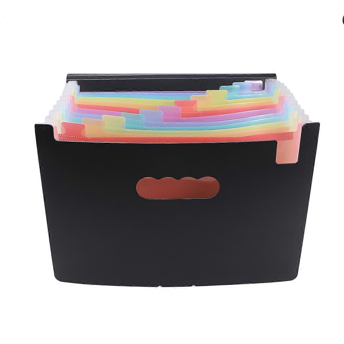 Rainbow File Folder 12 Grid Practical A4 Size Multilayer Document Storage Accordion For Home Use 1Pack