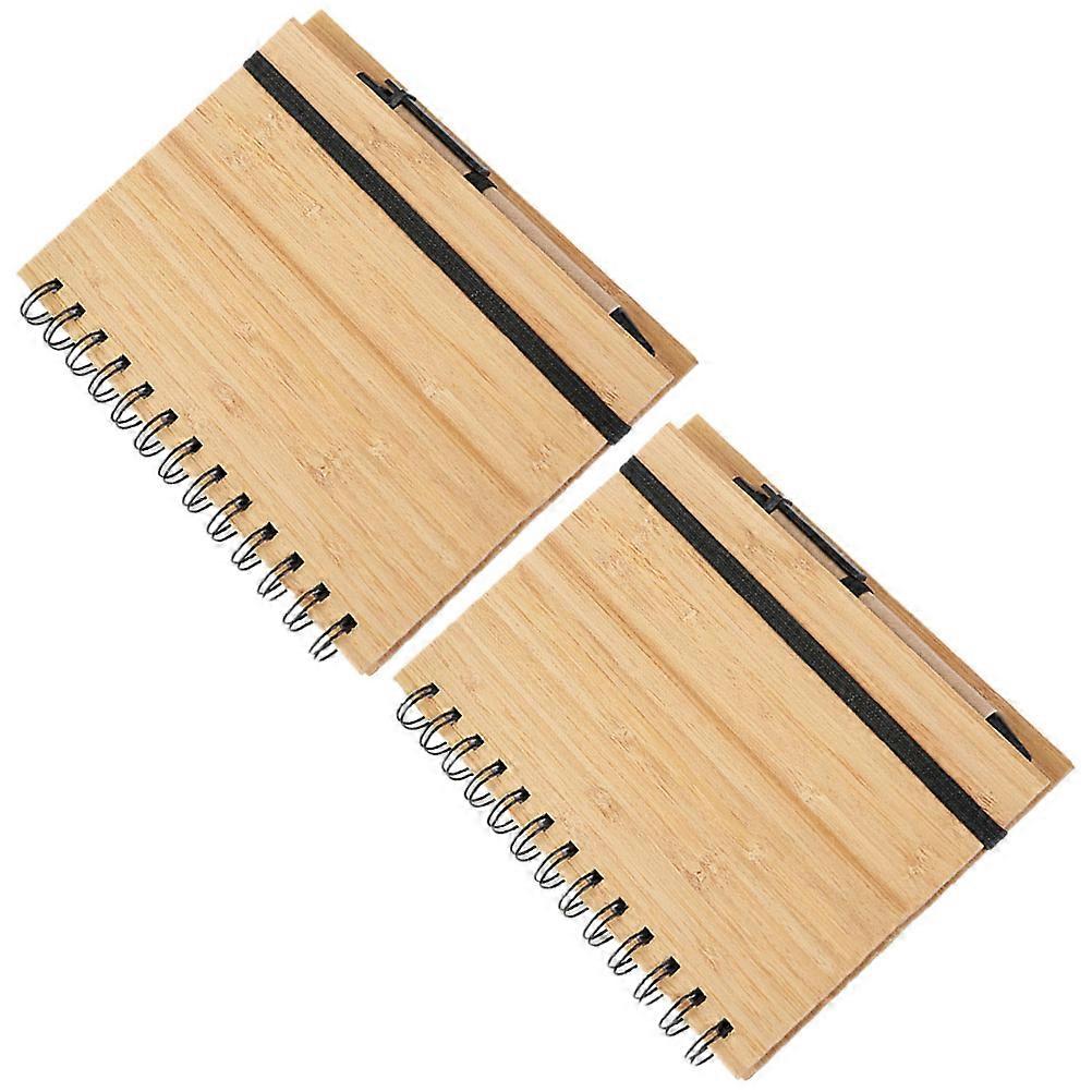 Notebook Bamboo Cover Spiral Notebook for Office 3Sets Creative Notepad