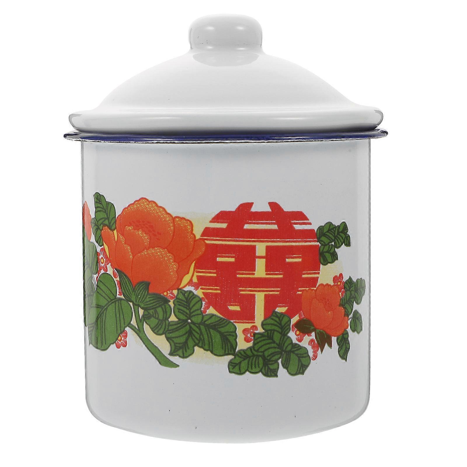 Multipurpose Drinking Cup Enamel Water Cup Daily Use White 14X13X9CM Practical Use 1Pack