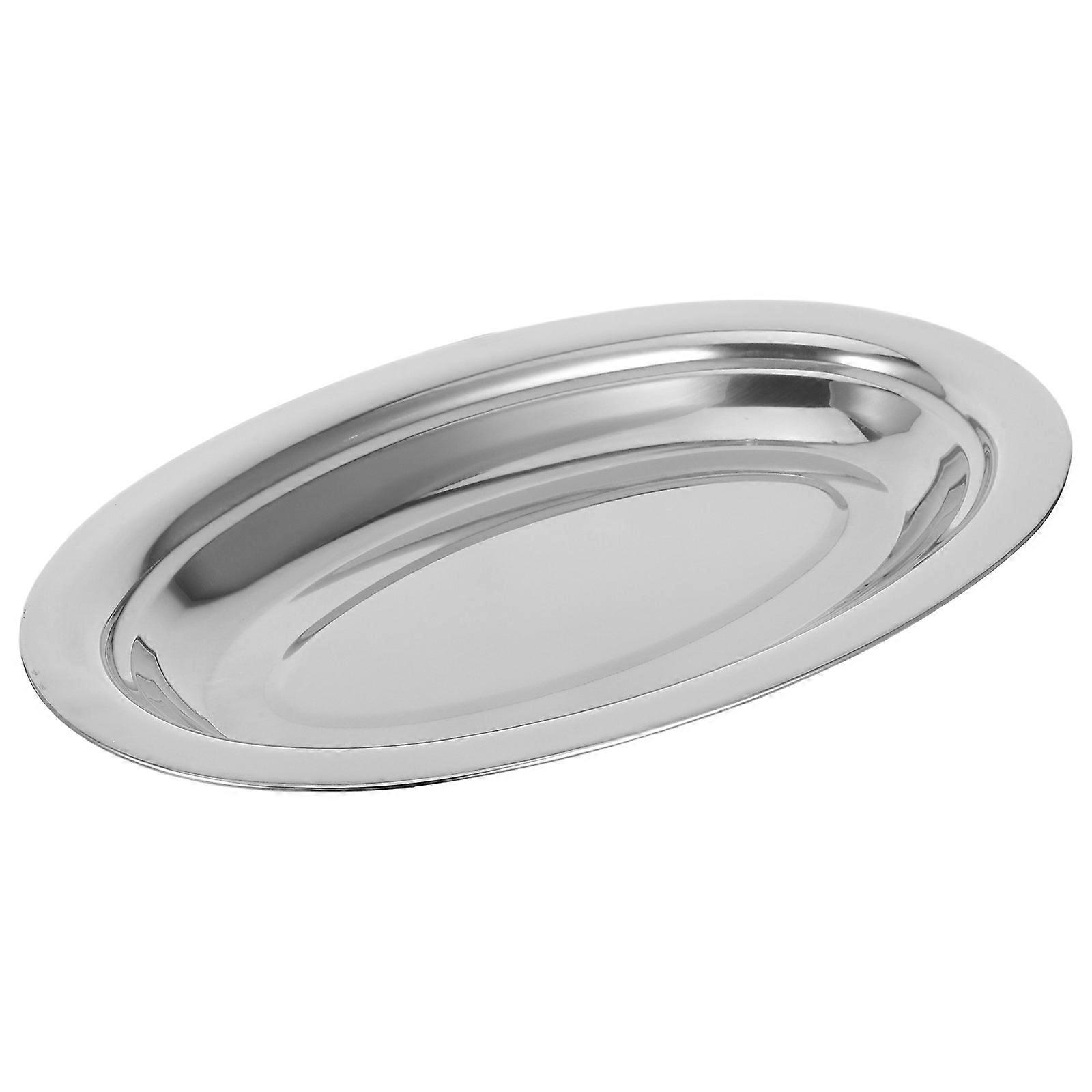 Multi-Function Oval Serving Plate for Food Serving 4Pcs Stainless
