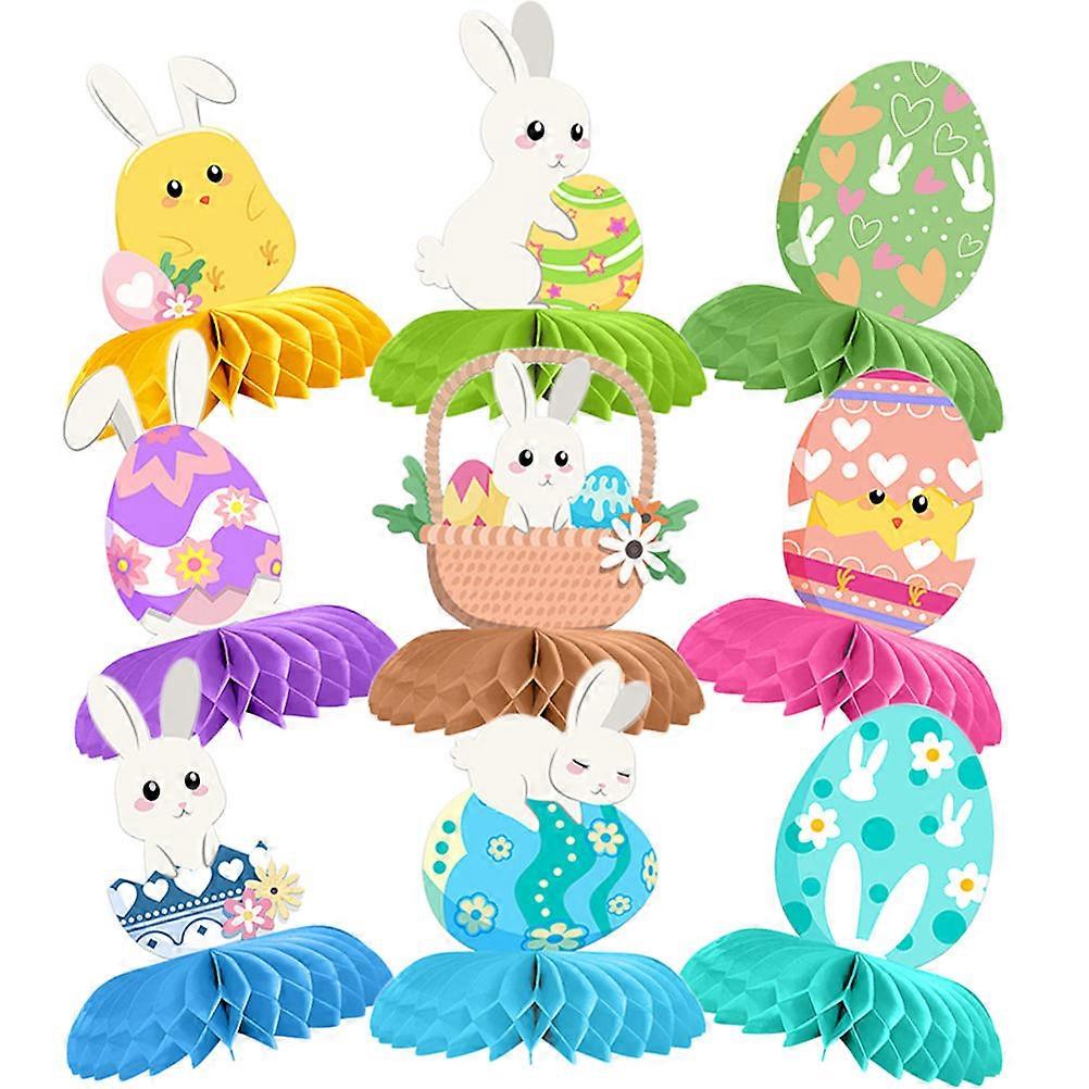 Easter Table Centerpieces 9Pcs Assorted Color Egg Bunny Shapes Photo Props Ready Paper for Party Use