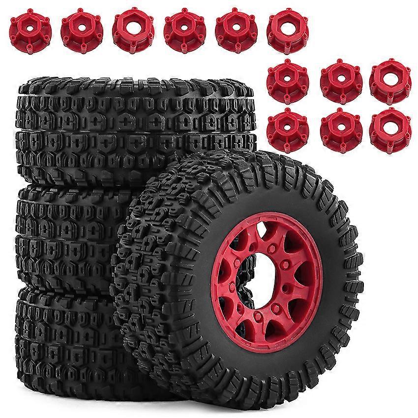 1/10 Short-Course Tires Compatible with 12/14/17mm Couplings for ARRMA Senton TRX Slash W285 (Red)