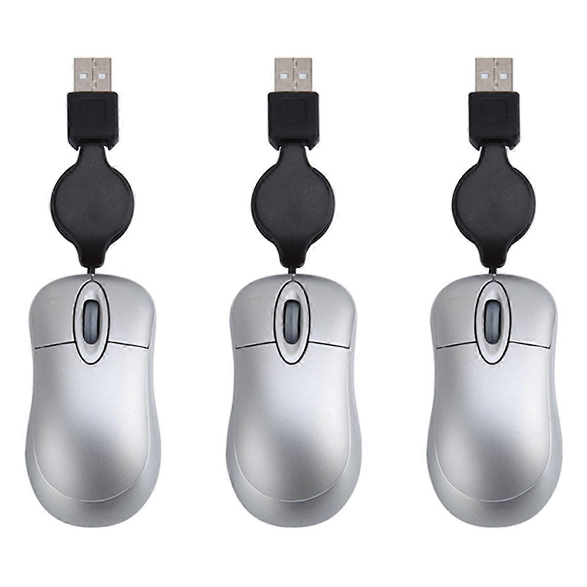 USB Wired Mouse Cable Tiny Small Mouse for 98(Silver)