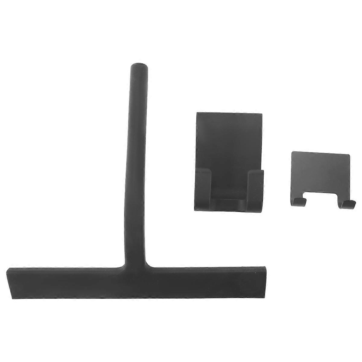 Shower Squeegee, Black Wiper Without Drilling with Hanging Hook