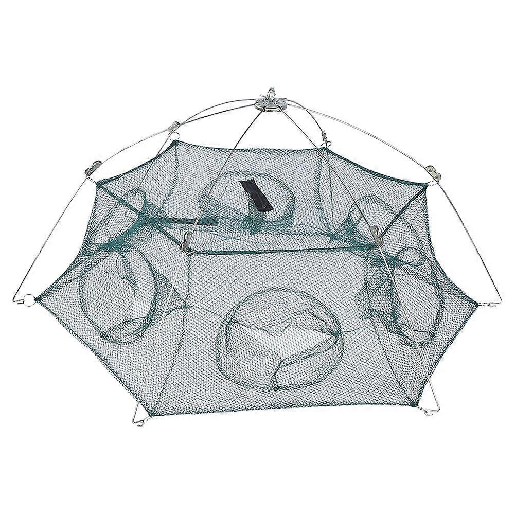 Portable Folding Opening Type Fishing Net Moving Shrimp Bait Trap Fish Cage Accessory6 corner enclosed 80cm