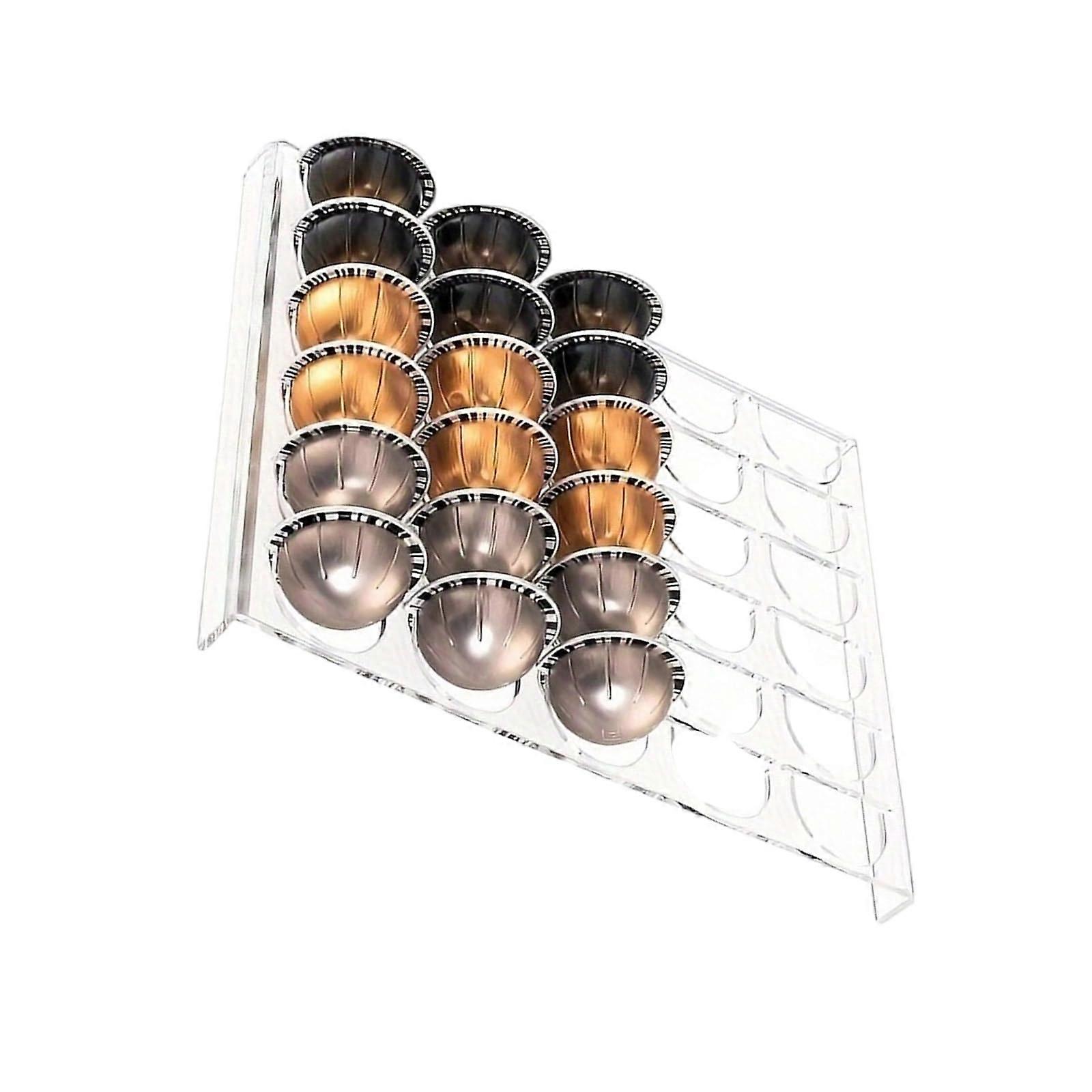 Space Saving Coffee Pods Storage Tray Clear Plastic Design with Non-Slip Bottom for Kitchen Counter Organization