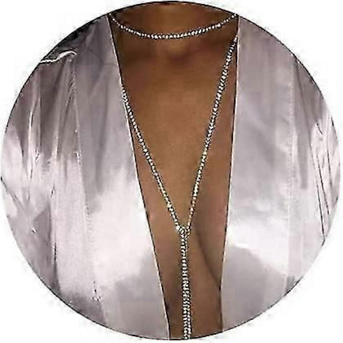 Rhinestone Long Necklace Crystal