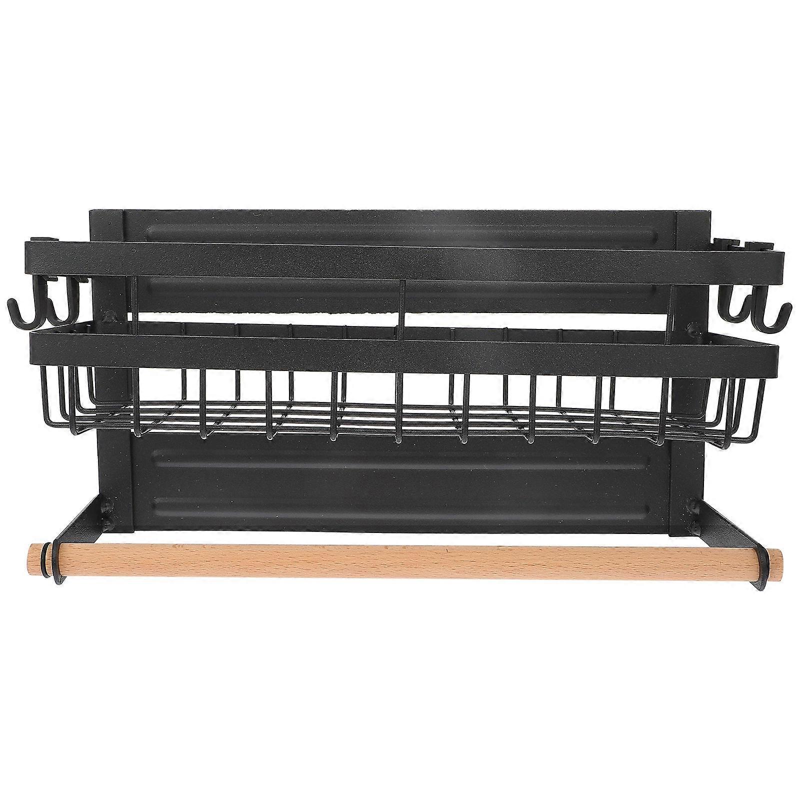 Black Storage Shelf Wall-Mounted for Sundries Storage 1Pcs Magnetic