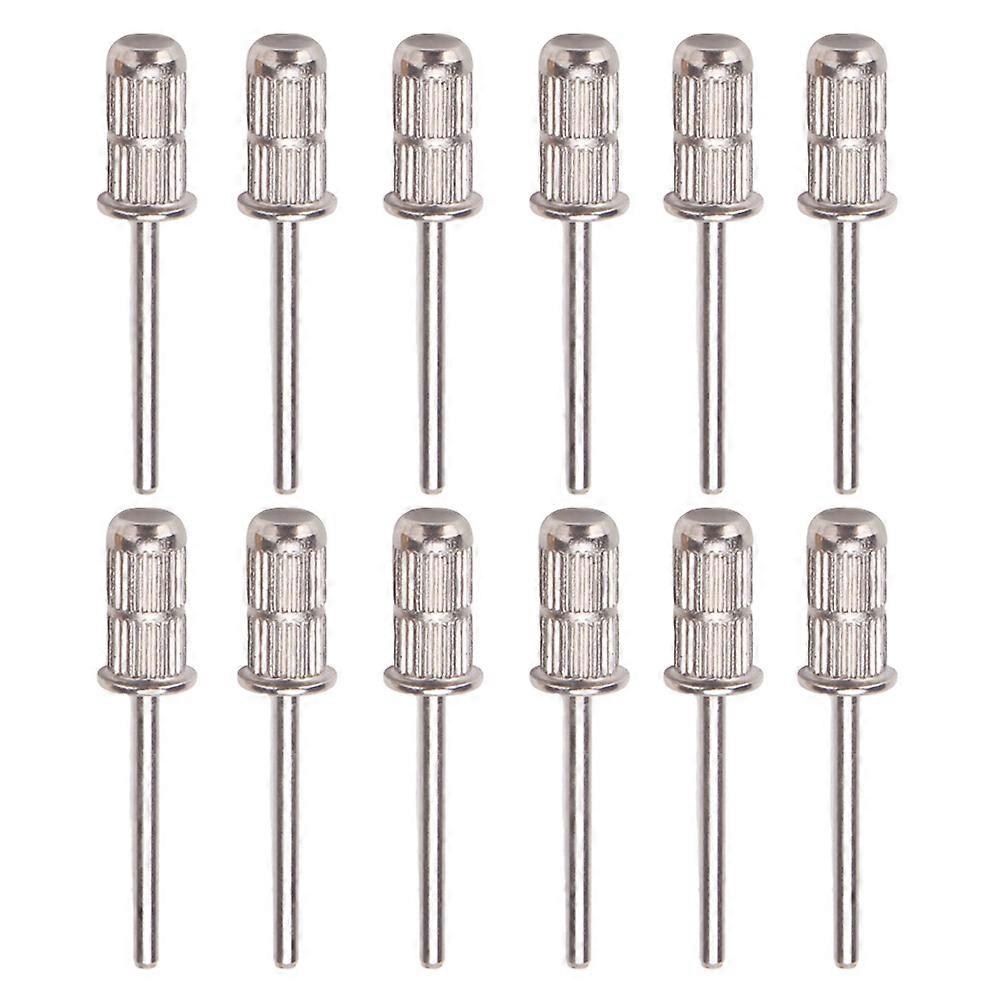 12Pcs Nail Drill Bits Set for Polishing Head Silver Iron Material