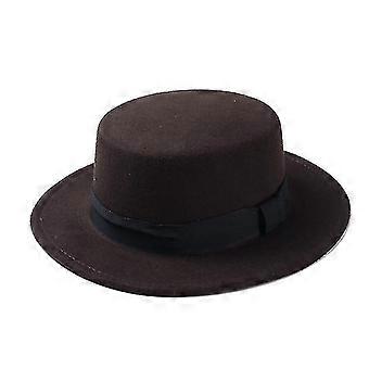 Hats Wool Boater Flat Top Hat's Coffee 25-26