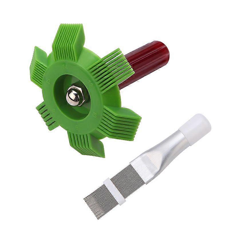 2pcs climatiseur condenseur ailette nettoyage brosse et peigne ensemble aileron nettoyeur aileron