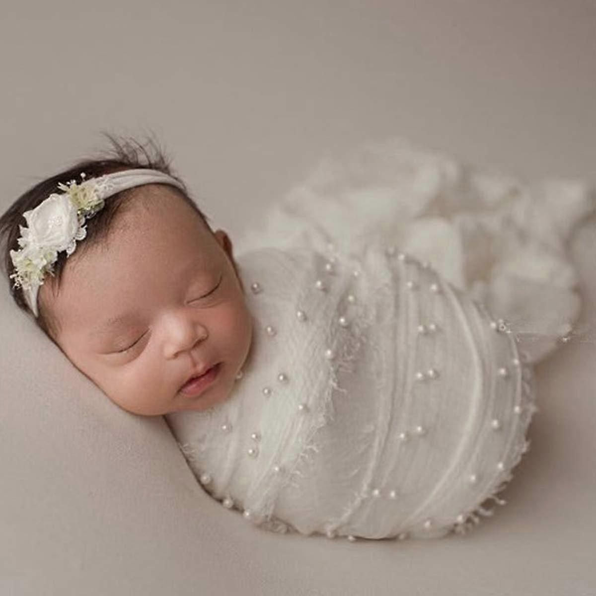 Newborn Photo Props Stretch Wrap For Infant Photography White Beaded Ripple Wrap Blanket 90x170 Cm DIY Unisex