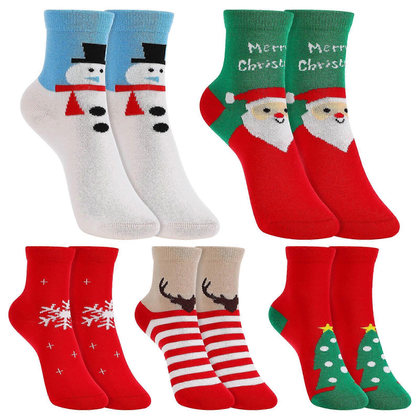 Calzini per bambini, calze di cotone natalizie per bambini, 5 paia di calzini caldi