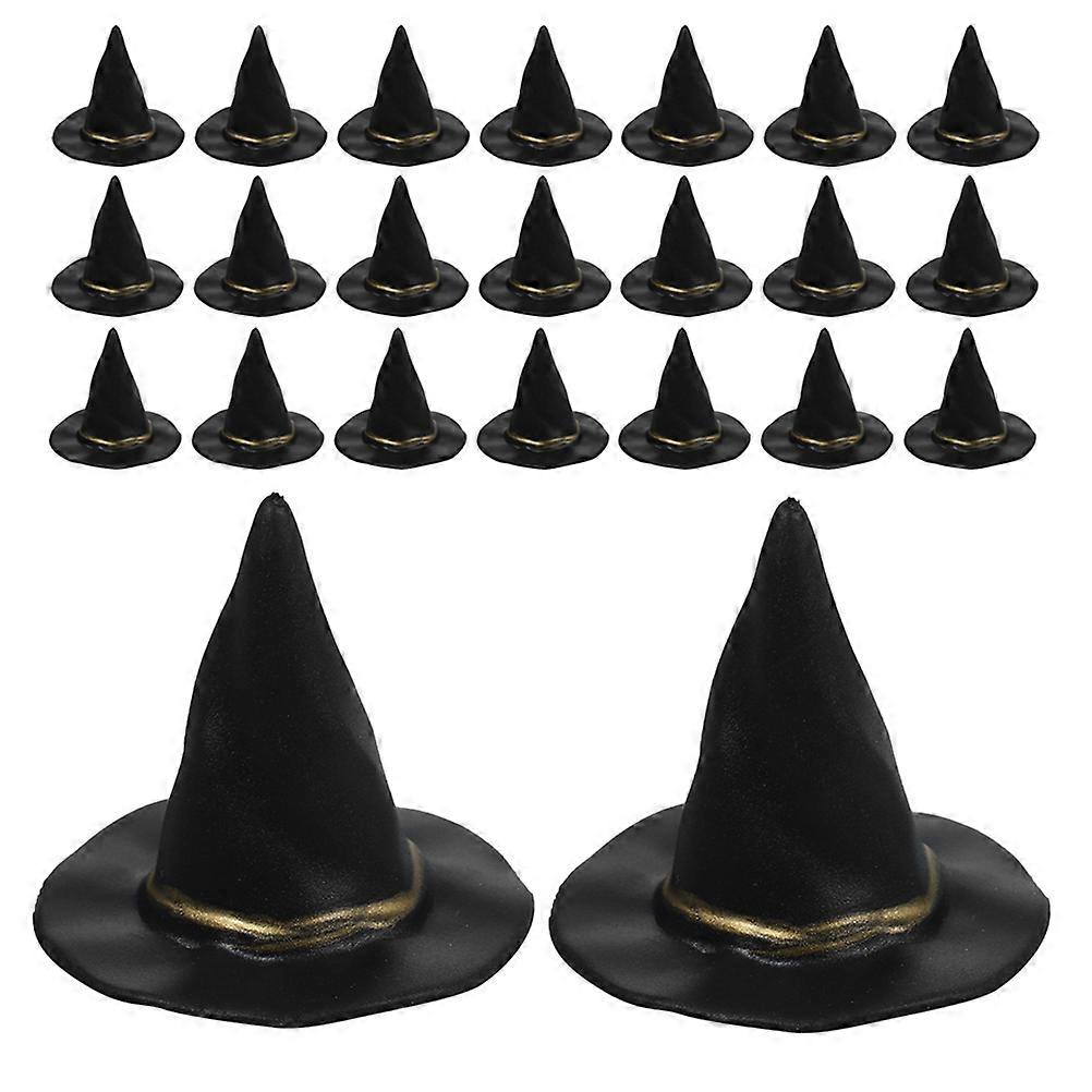 Black Plastic Mini Halloween Witch Hats for Art Projects Small Wizard Hats 36Pcs