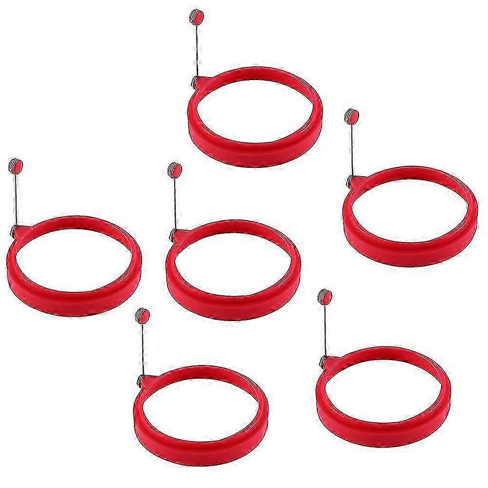 6 قطع سيليكون حلقة البيض، حلقات البيض غير عصا، حلقات طبخ البيض، قالب البيض المقلي أو حلقات فطيرة غير لاصقة العفن حلقة جولة