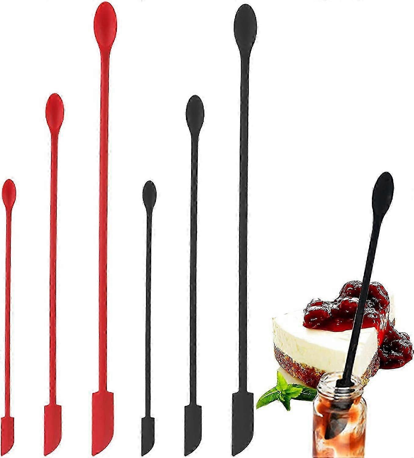 Silicone Spoons, Mini Spoons 6 Pack Spa Spoons Last Drop Small Spatula, Reusable Dual-Ended Small Silicone Spoons for Kitchen and Beauty