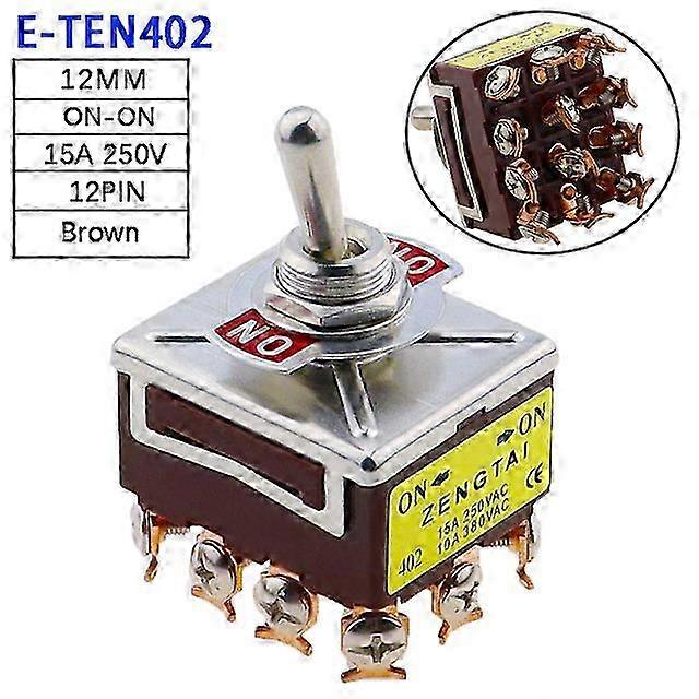 2025 JWL-2PCS E-TEN 403 High-end Rocker Button Switch 12Pin ON-OFF-ON Silver Contact Copper Pin 12mm 250V 15A Rocker Toggle Switch