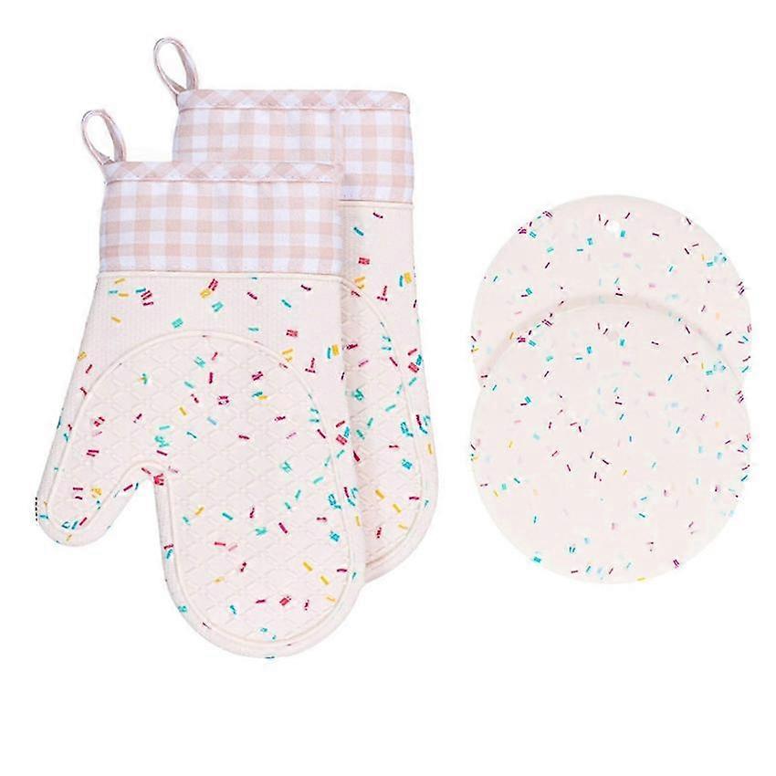 Kitchen Oven Mitts Heat Resistant Gloves for Cooking Baking Universal Size