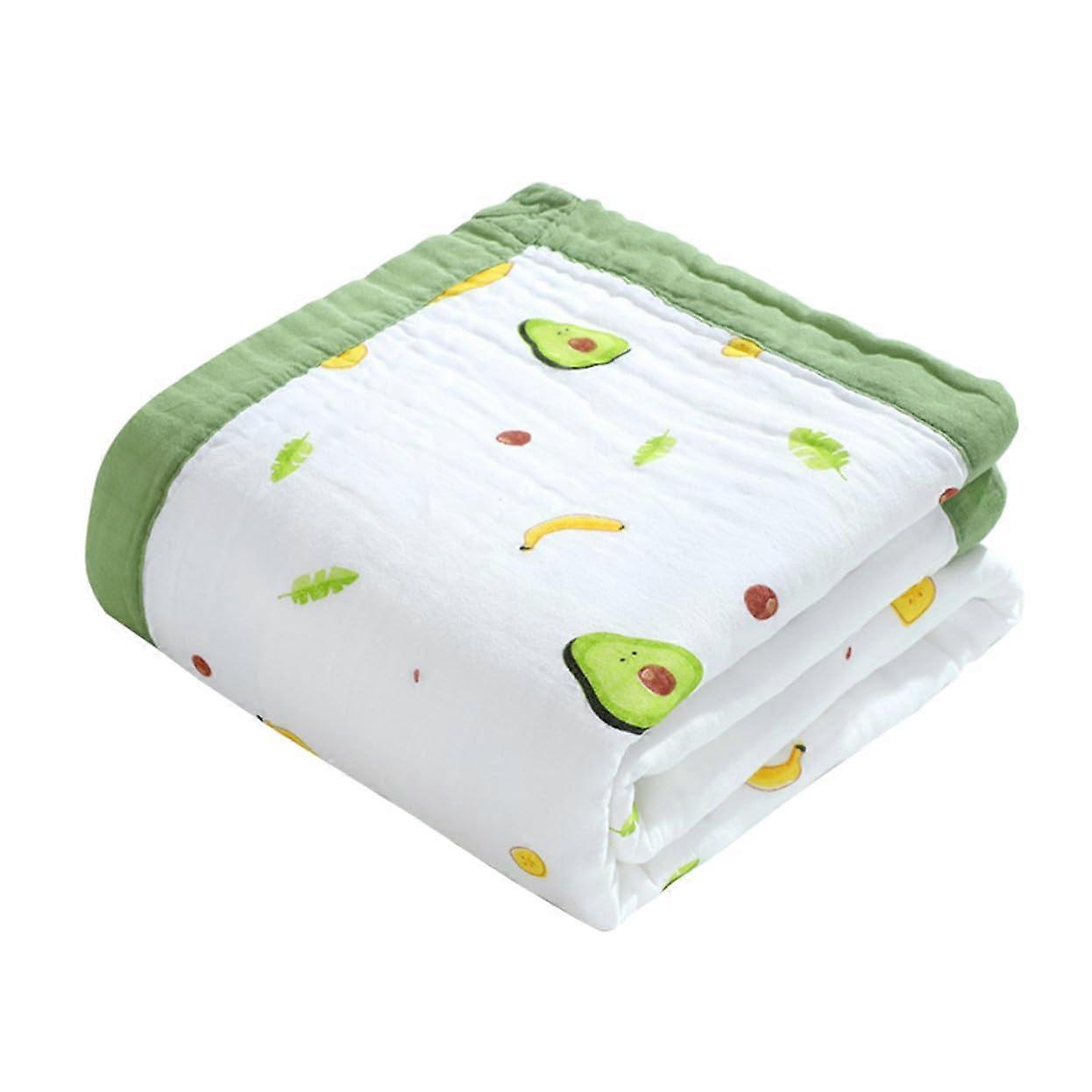 Cotton Bath Towel Lightweight Newborn Size Avocado Pattern Soft Absorbent Baby Wrap For Swimming And Bathing