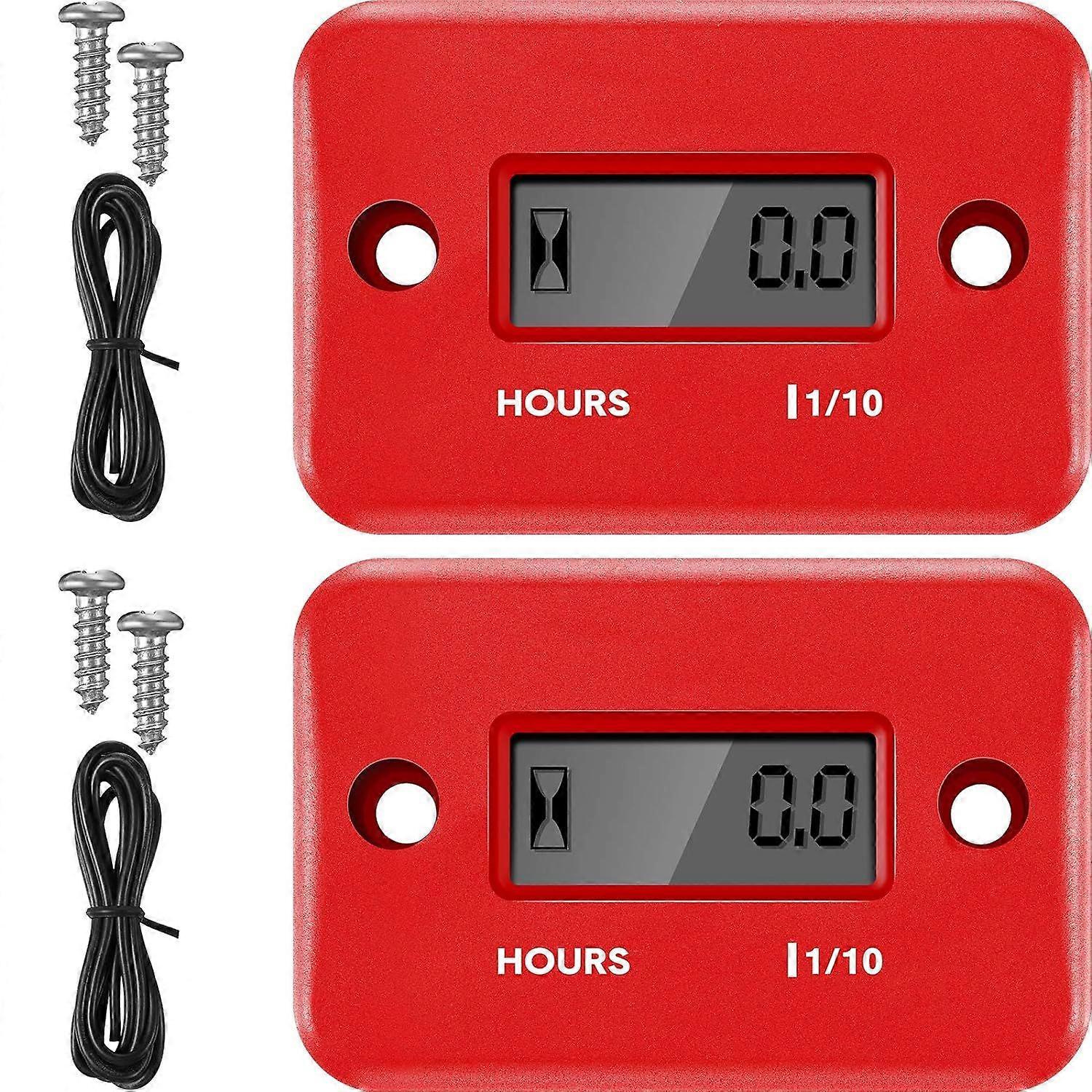 2 pieces of red inductive chronograph digital engine instrument tachometer