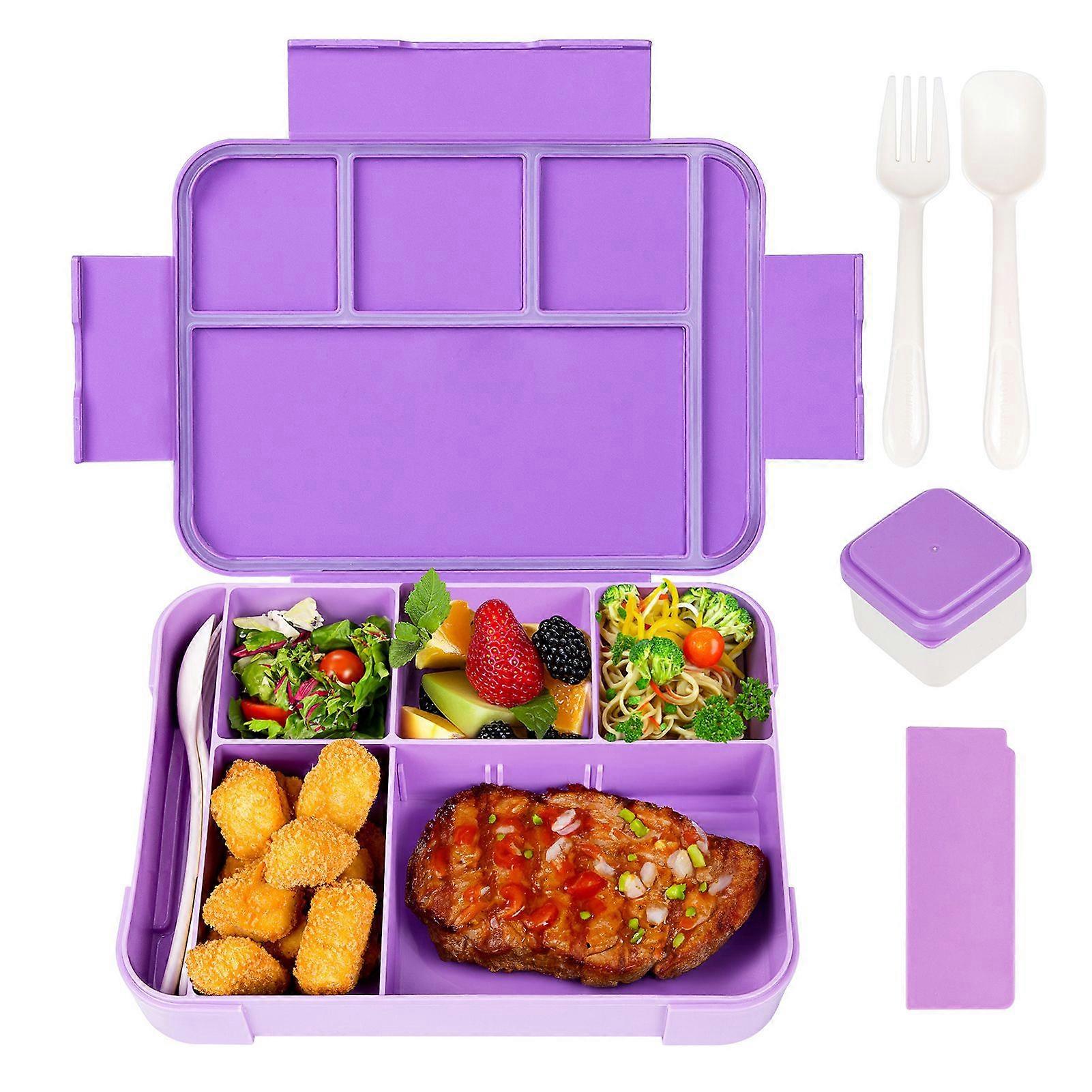 Jikaixiang Lunch Box with Fork Spoon Split Bento Box Leak-proof Food Container BPA-Free Meal Prep Container for School Office