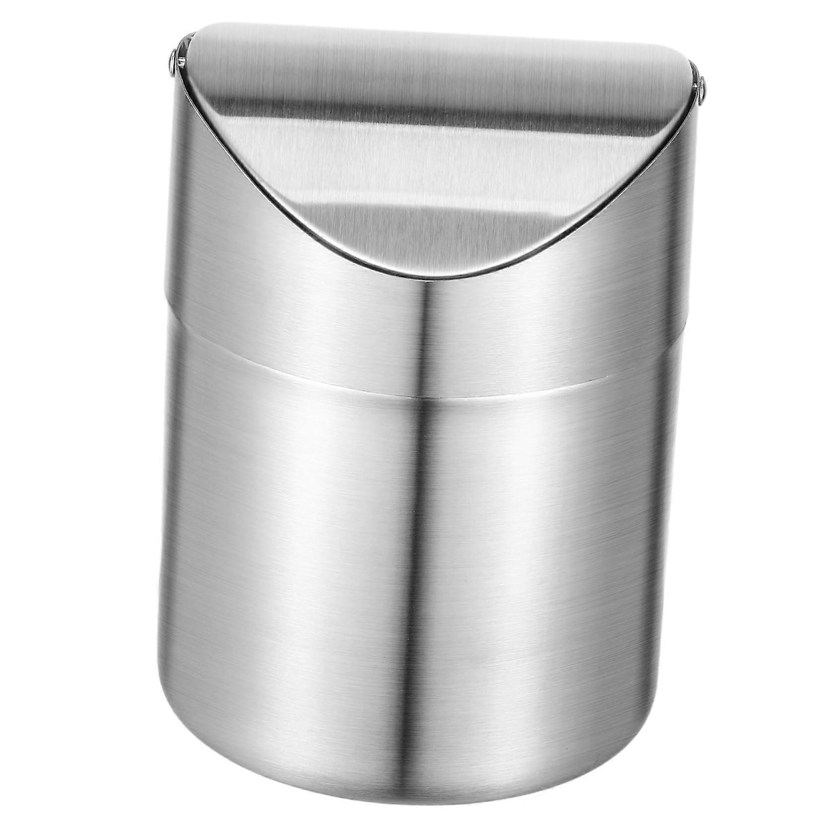 Slim Bin Windproof Garbage Can Mini Litter Bin Desktop Ashcan Easy To Open Lid Compact Desk Trash Can Small Office Trash Bin