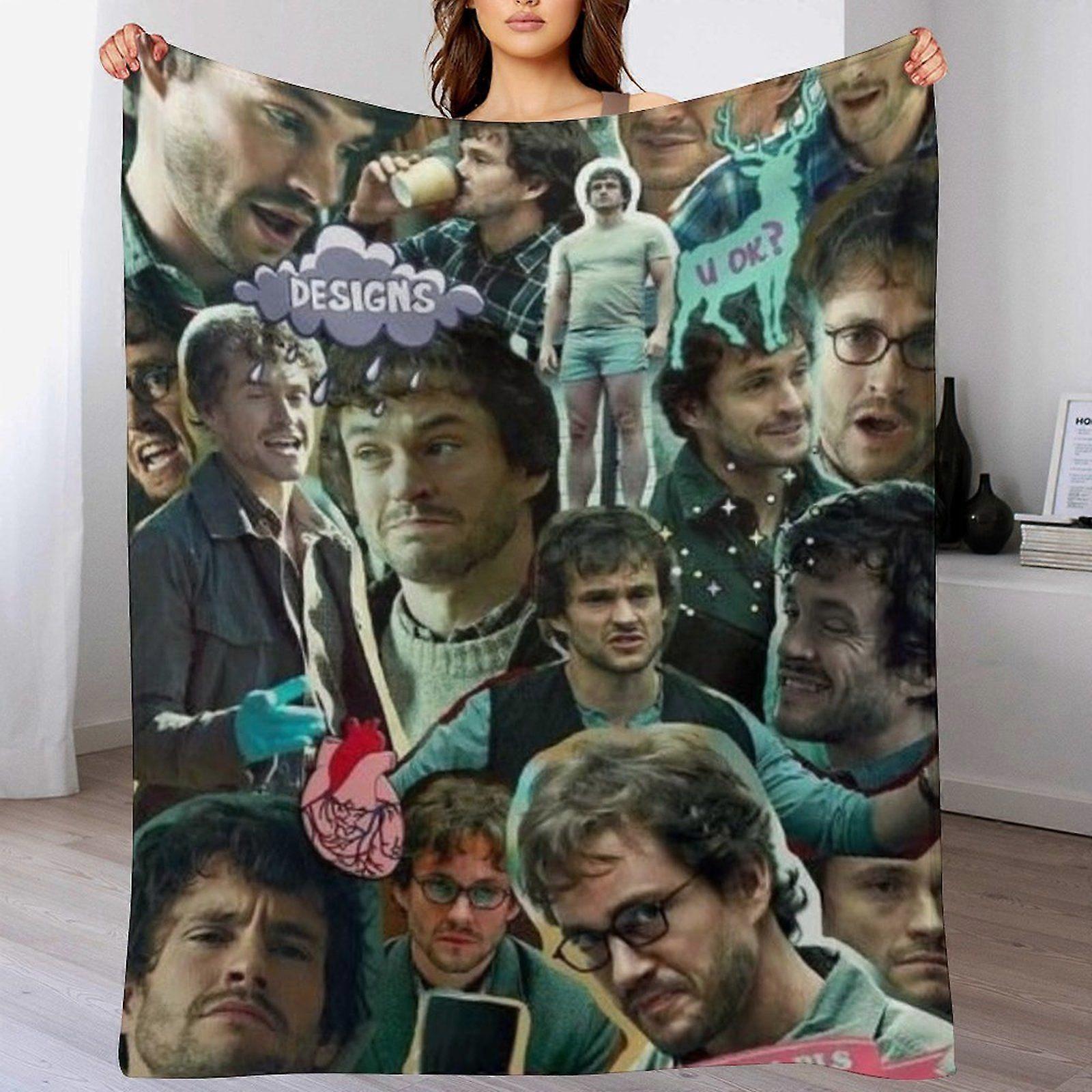 Mads mikkelesn Portable Soft Blanket for Office Home Sofa Camping Skin Safe Foldable Velvet Warm Quick Drying