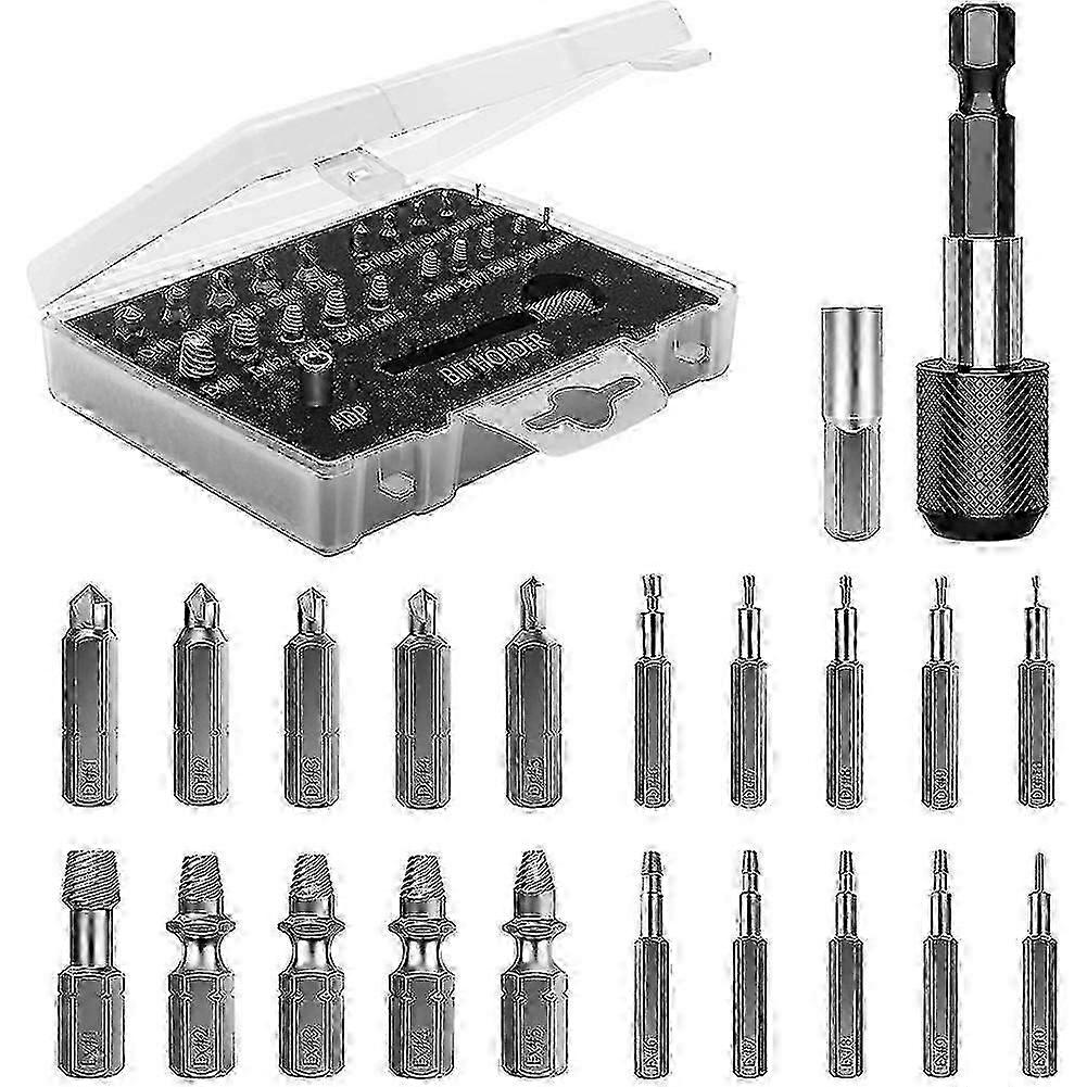 Damaged Screw Set,22 PCS Stripped Screw Kit, HSS Broken Screw Remover Set with Bit & Socket Adapter