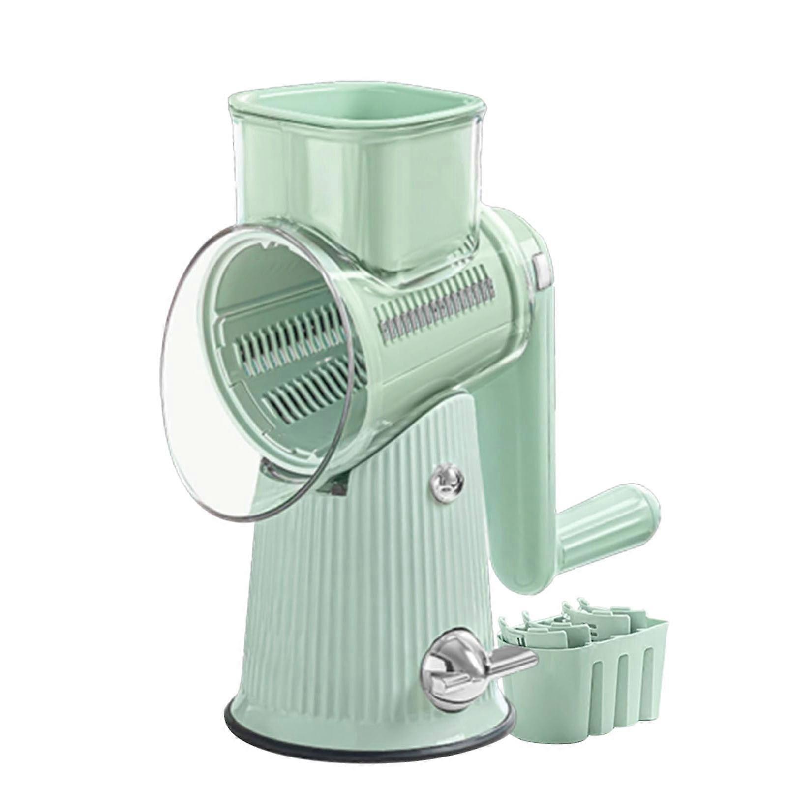 Cheese Grater With Handle Easy To Clean Kitchen Vegetable Slicer With 5 Interchangeable Strong Suction A Safer And Faster Way To Vegetables (green)