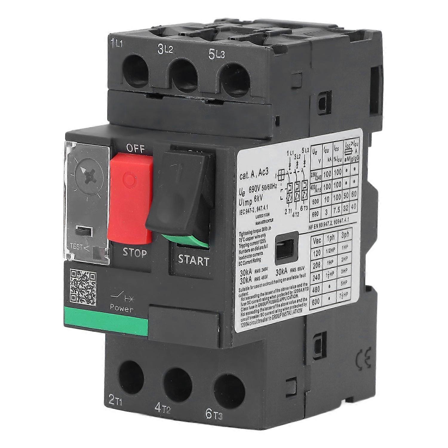 Motor Circuit Breaker 1‑1.6A Button Control Thermal Magnetic Release Motor Overload Protector AC690V
