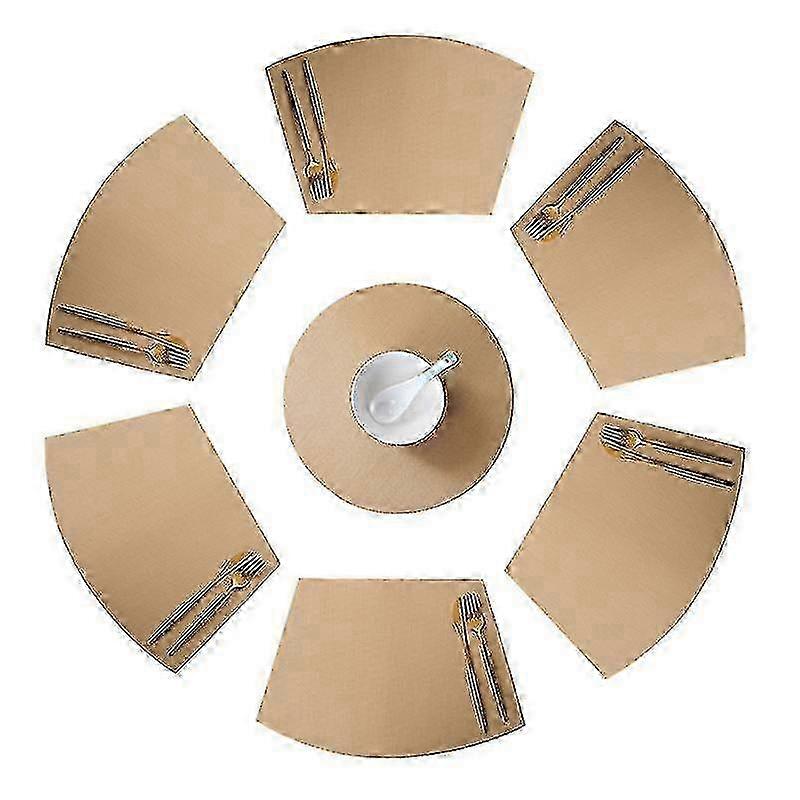 7-Piece Round Table Placemats Set with Wedge Placemats and Heat-Resistant Center Mat, Washable