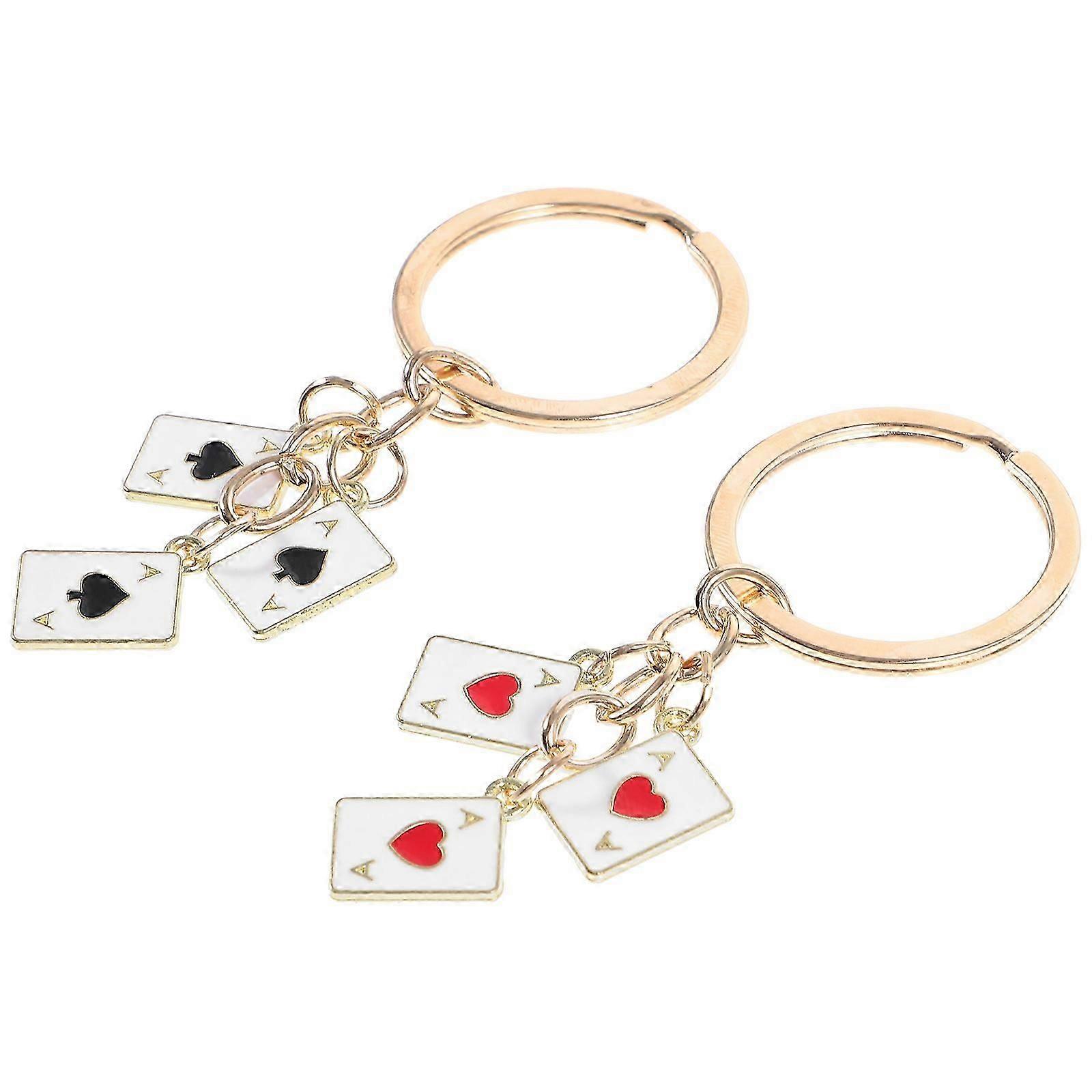 Playing Card Keychains Set of 2 Stylish Key Rings for Bags, Purses & Car Keys Unique Poker