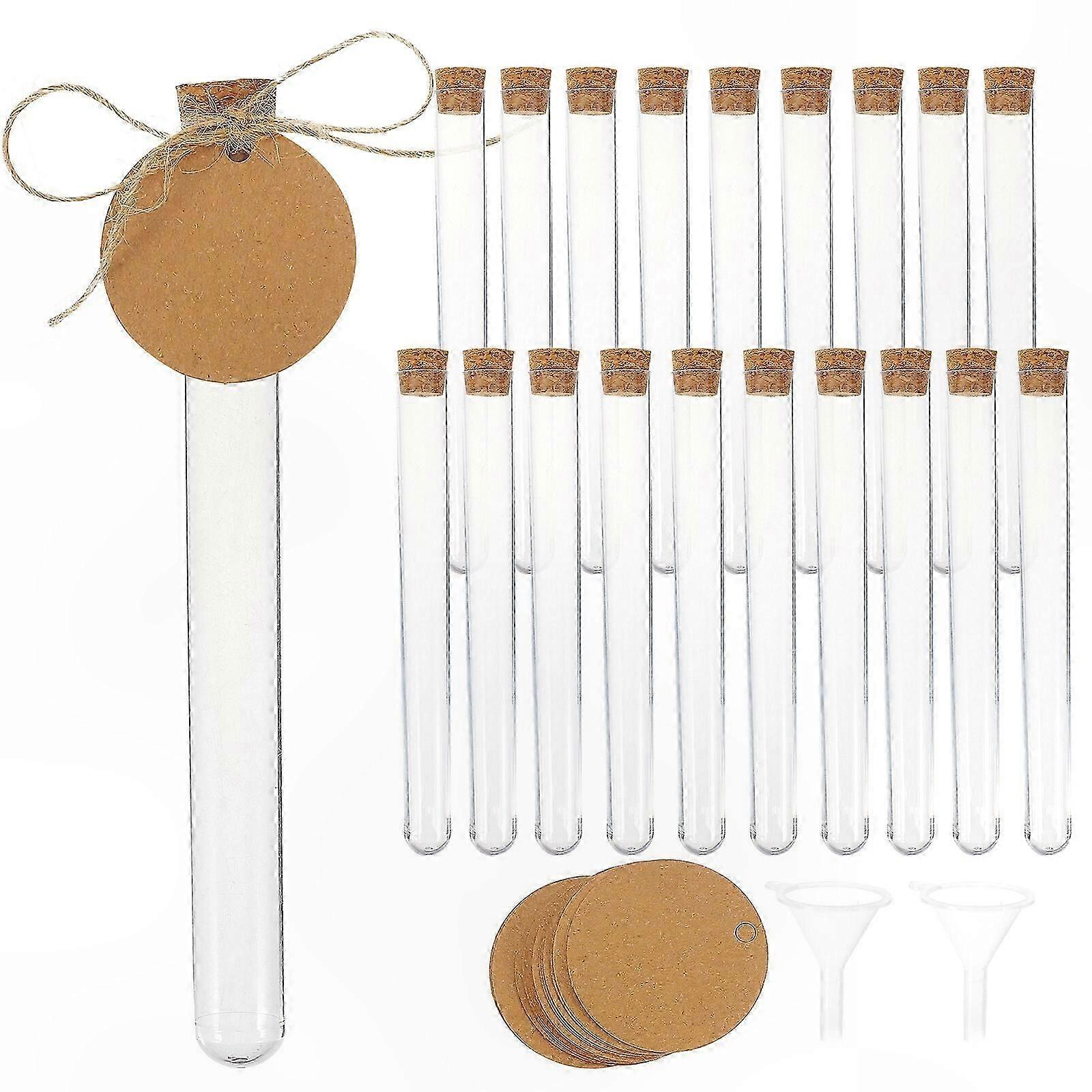 Clear Small Test Tubes with Cork Stoppers and Labels for Lab Experiments