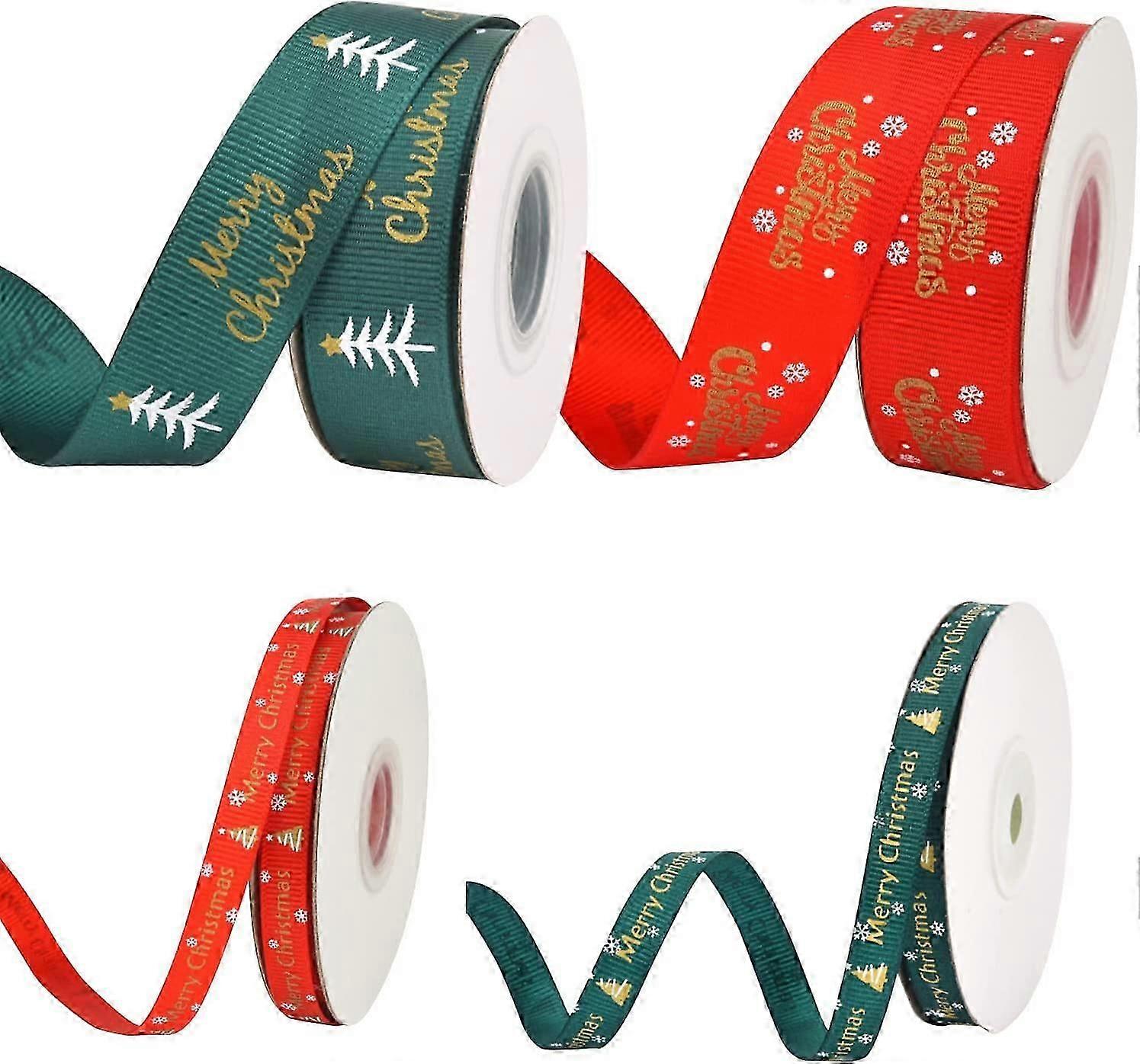 4 Rolls Christmas Ribbon for Gift Wrapping(10 Yard)