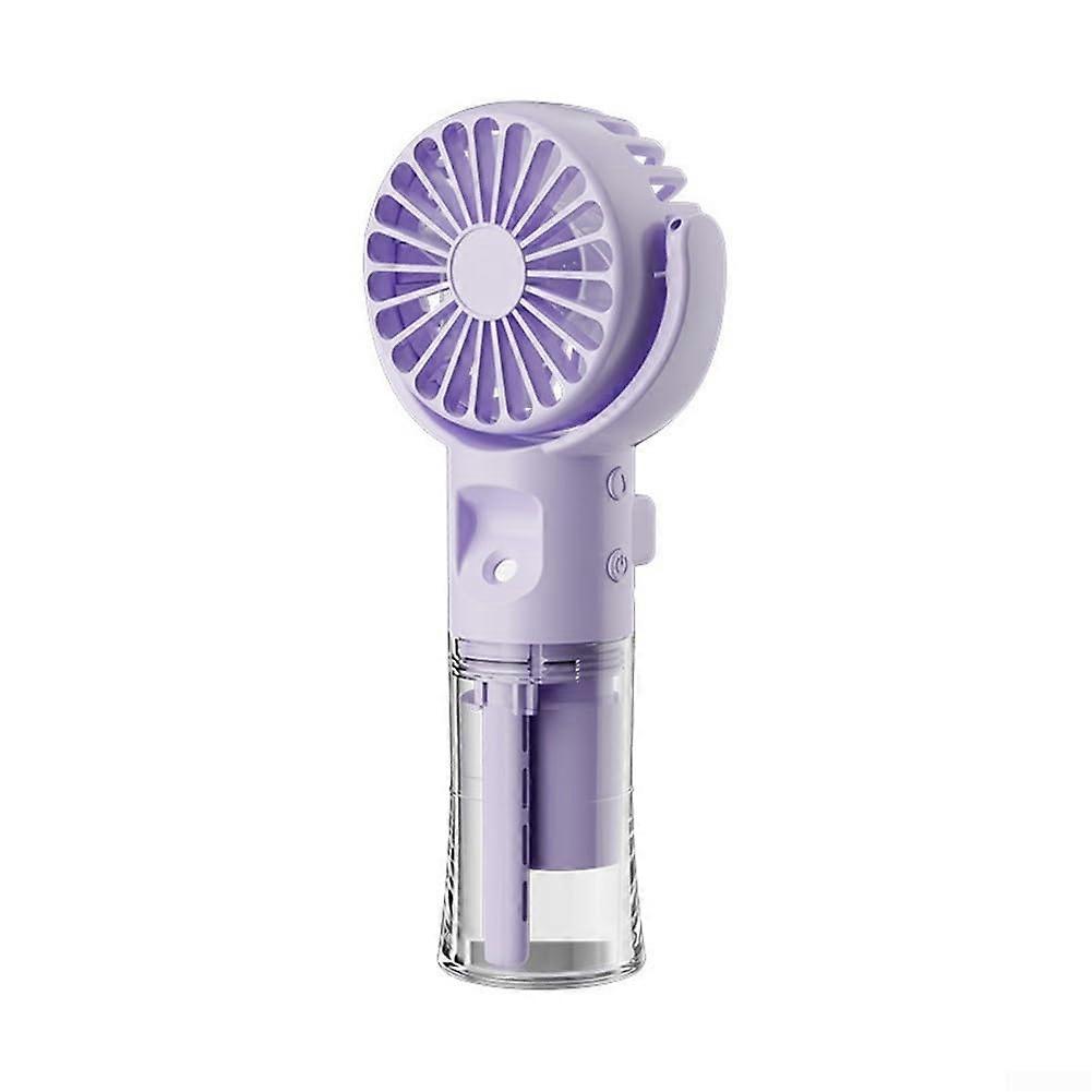 Mini Handheld Cooling Fan With Adjustable Wind Speed And Transparent Tank For Convenient Refills Purple