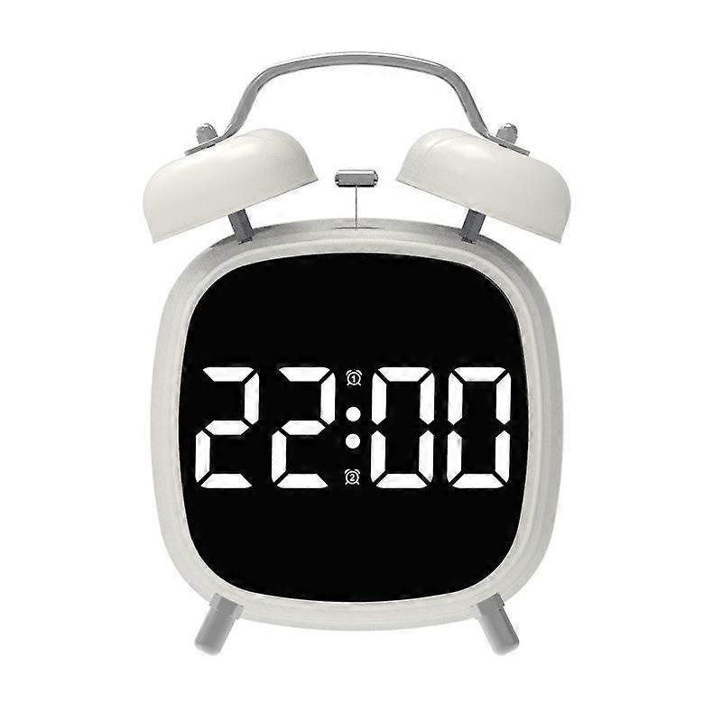 Loud Metal Ringing Clock White Shell White Light