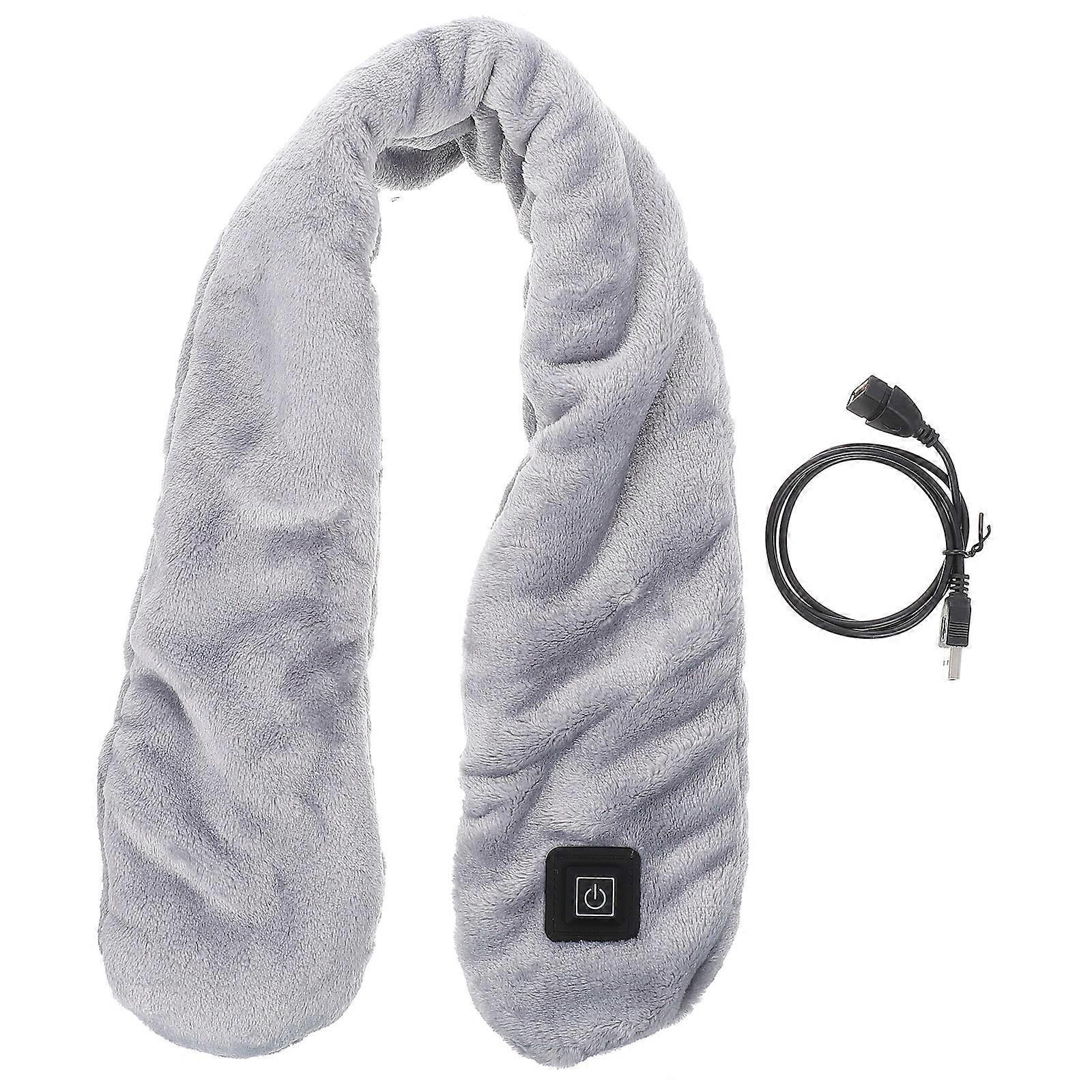 USB Heated Scarf for Cold Proof Neck Protection Grey Color