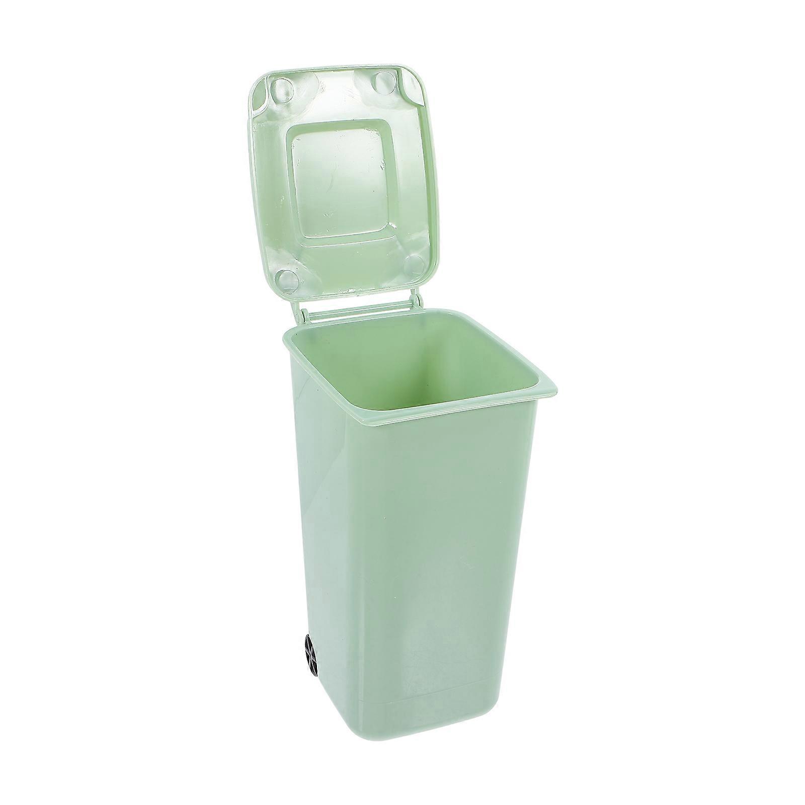 Mini Trash Can with Lid Green Desk Organizer for Home Use Desktop Trash Bin