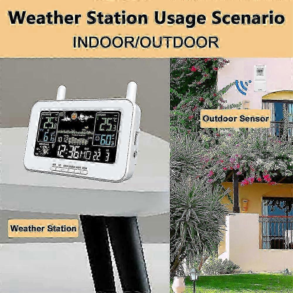 Weather Stations Wireless Indoor Outdoor Thermometers LCD Color Display Temperature Humidity Monitor with Outdoor Sensor Weather Thermometer Fore