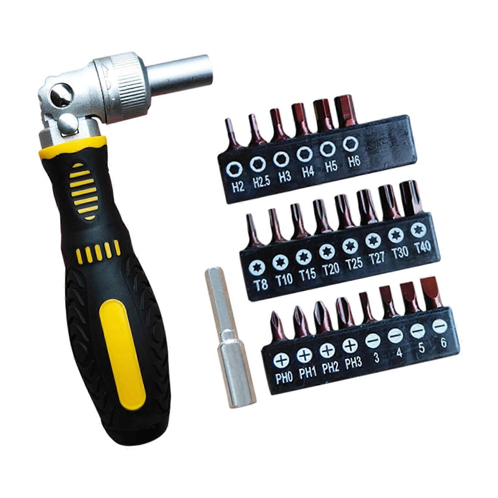 Multiple Angle Ratcheting Screwdriver with Reversible Lock 72 Tooth Gear System and Ergonomic Bendable Handle Design Multicolor