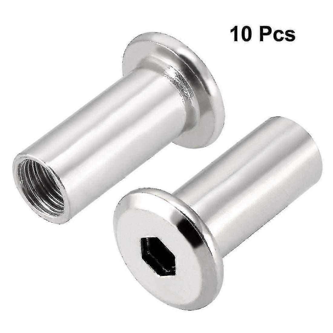 M8x20mm sekskanthode hode Sett inn mutter skruestolpe hylsemutter for møbler 10 stk