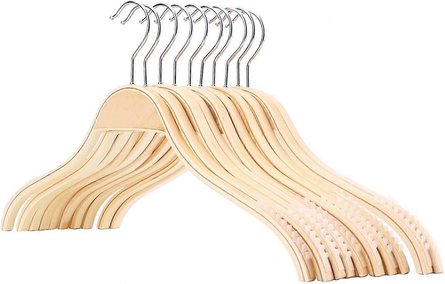 شماعات ملابس خشبية مع خطوط مانعة للانزلاق - 10 حزمة