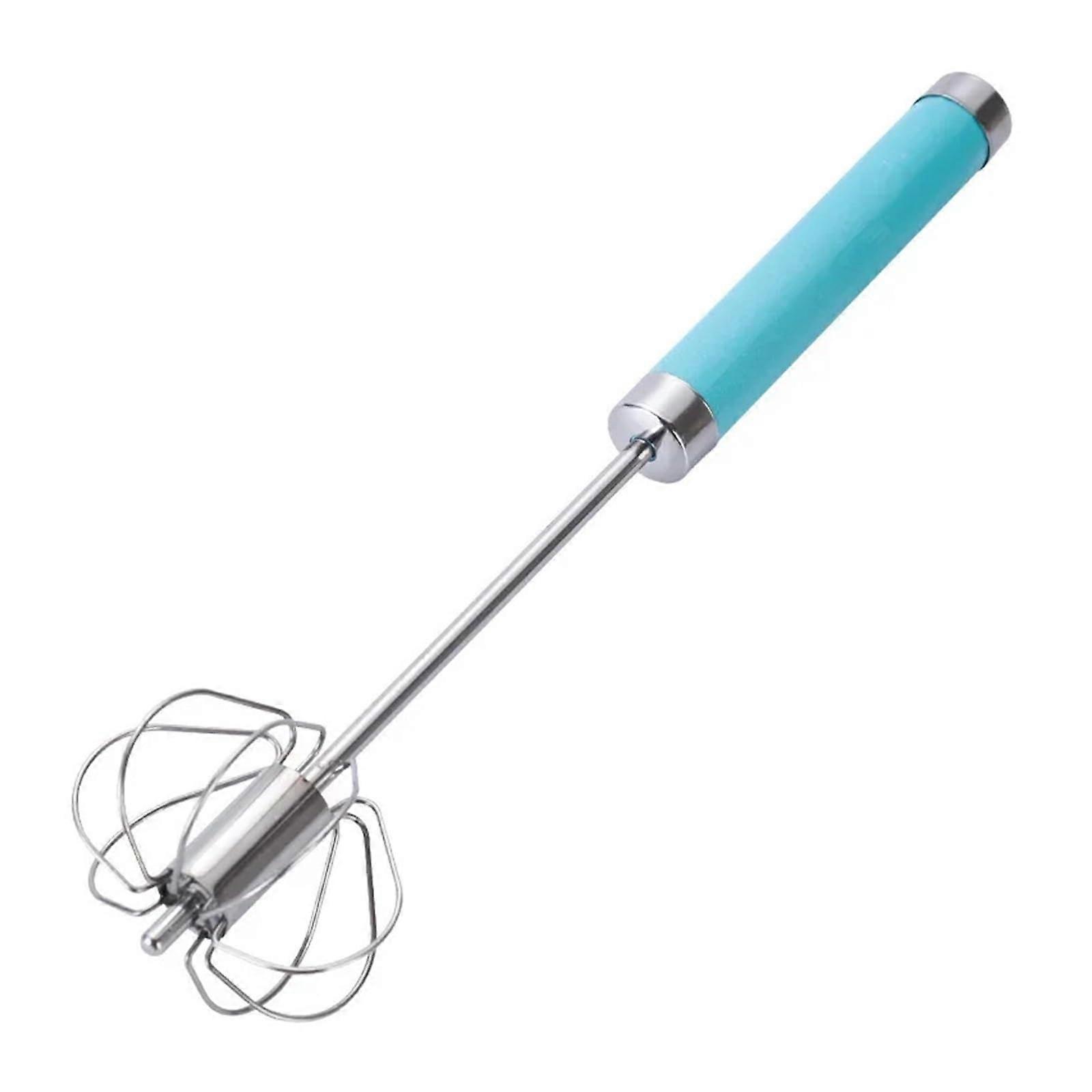 Stainless Steel Egg Whisk with Manual Rotating Handle for Baking, Cream Mixing, Kitchen Tool, Blue 10Inch